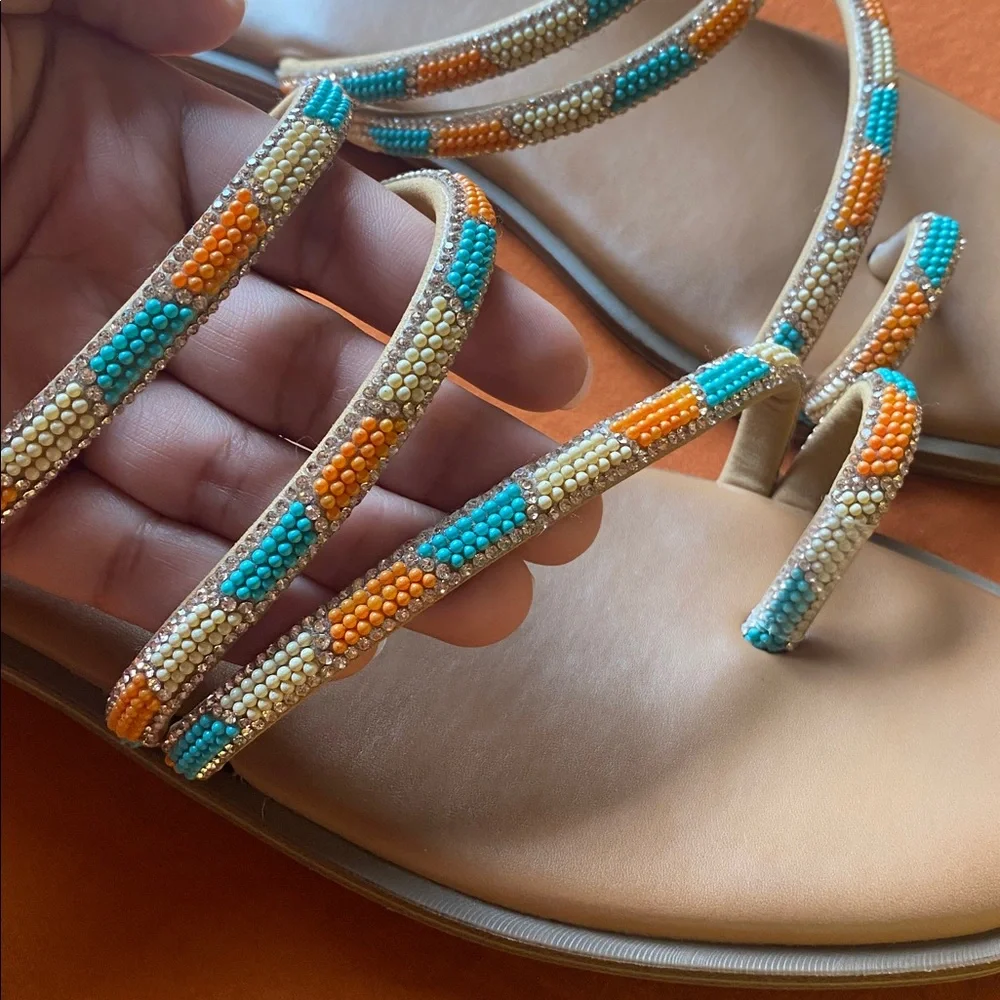 Madden Girl Multicolor Beaded Strappy Sandals - Picture 2 of 4